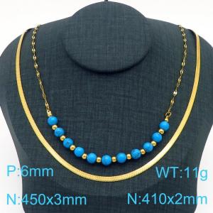 Stainless Steel Stone Necklace - KN229260-Z