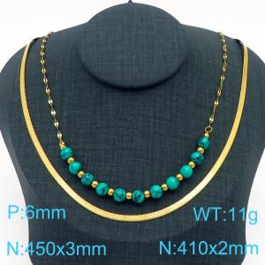 Stainless Steel Stone Necklace - KN229261-Z