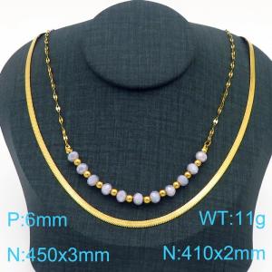 Stainless Steel Stone Necklace - KN229262-Z