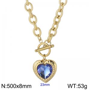 Stainless Steel Stone&Crystal Necklace - KN229683-Z