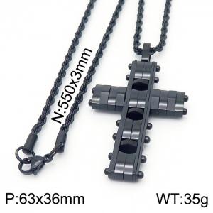 Stainless Steel Black-plating Necklace - KN229728-KFC