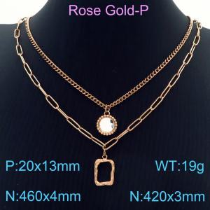 SS Rose Gold-Plating Necklace - KN230193-KFC