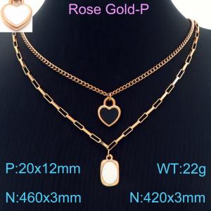 SS Rose Gold-Plating Necklace - KN230220-KFC