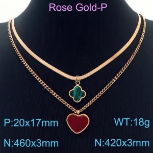 SS Rose Gold-Plating Necklace - KN230265-KFC