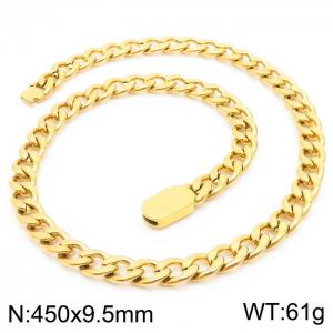10mm Stainless Steel Chain Necklace Men's Gold Color Hip Hop Jewelry Gift - KN231511-Z