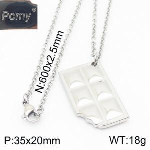 Personality Hiphop Stainless Steel Chocolate With One Corner Bite Pendant Necklace O Chain Jewelry Necklaces - KN231709-K