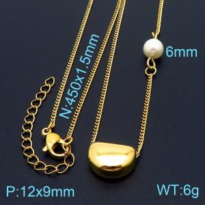 Lovely wind Acacia bean stainless steel gold-plated necklace for women - KN231996-KFC
