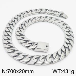 Classic 20mm polished stainless steel Cuban chain necklace for men - KN232324-KJX