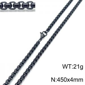 Stainless steel 450x4mm square pearl chain black simple necklace - KN232675-Z