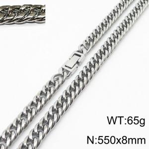 550X8mm Men Cuban Chain Bracelet with Square Jewelry Clasp - KN232816-ZZ
