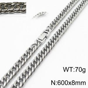 600X8mm Men Cuban Chain Bracelet with Square Jewelry Clasp - KN232817-ZZ