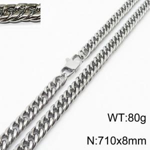710X8mm Men Cuban Chain Necklace with Modified Lobster Clasp - KN232840-ZZ