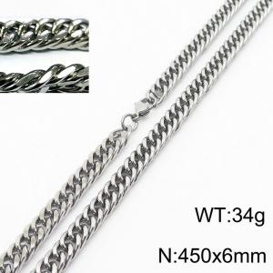 Minimalist style men and women can wear stainless steel riding crop chain necklace - KN232912-ZZ