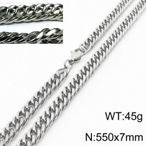 Minimalist style men and women can wear stainless steel riding crop chain necklace - KN232949-ZZ