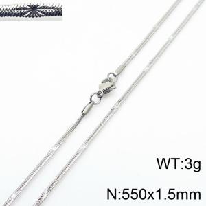 550x1.5mm Silver Color Stainless Steel Herringbone Necklace with Special Marking - KN233316-Z