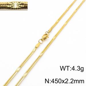 450x2.2mm Gold Plating Stainless Steel Herringbone Necklace with Special Marking - KN233330-Z