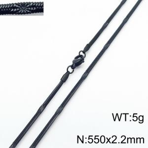 550x2.2mm Black Color Stainless Steel Herringbone Necklace with Special Marking - KN233336-Z