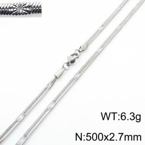 500x2.7mm Silver Color Stainless Steel Herringbone Necklace with Special Marking - KN233339-Z