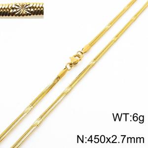 450x2.7mm Gold Plating Stainless Steel Herringbone Necklace with Special Marking - KN233342-Z