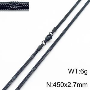 450x2.7mm Black Color Stainless Steel Herringbone Necklace with Special Marking - KN233346-Z