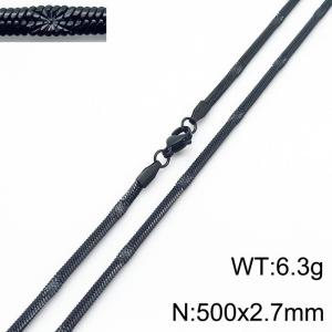 500x2.7mm Black Color Stainless Steel Herringbone Necklace with Special Marking - KN233347-Z