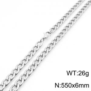 6mm Silver Color Stainless Steel Chain Necklace For Women Men Fashion Jewelry - KN233517-Z