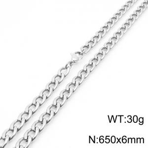 6mm Silver Color Stainless Steel Chain Necklace For Women Men Fashion Jewelry - KN233519-Z