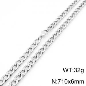 6mm Silver Color Stainless Steel Chain Necklace For Women Men Fashion Jewelry - KN233520-Z