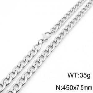 7.5mm Silver Color Stainless Steel Chain Necklace Men's Fashion Simple Jewelry - KN233522-Z
