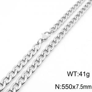 7.5mm Silver Color Stainless Steel Chain Necklace Men's Fashion Simple Jewelry - KN233524-Z