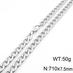 7.5mm Silver Color Stainless Steel Chain Necklace Men's Fashion Simple Jewelry - KN233527-Z