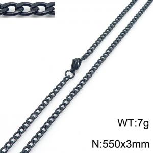 3mm Black Stainless Steel Chain Necklace For Women Men Fashion Jewelry - KN233546-Z