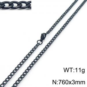 3mm Black Stainless Steel Chain Necklace For Women Men Fashion Jewelry - KN233550-Z