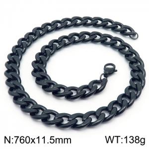 Stylish 11.5mm Stainless Steel Black NK Necklace - KN233634-Z