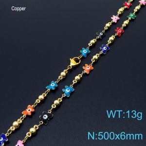 500mm Personality Colour Butterfly Eye 18K Gold Plated Copper Beads Creative Necklaces Jewelry - KN233674-Z