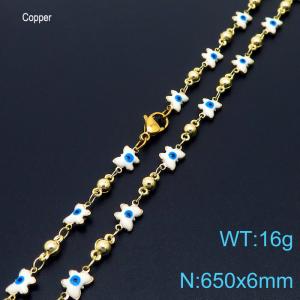 650mm Fashion White Butterfly Eye 18K Gold Plated Copper Beads Creative Necklaces Women Jewelry - KN233684-Z