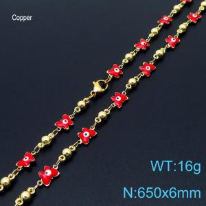 650mm Fashion Red Butterfly Eye 18K Gold Plated Copper Beads Creative Necklaces Women Jewelry - KN233698-Z