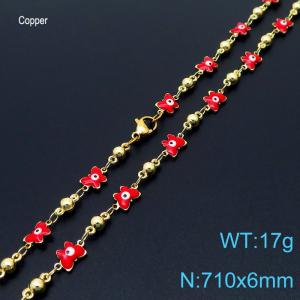 710mm Fashion Red Butterfly Eye 18K Gold Plated Copper Beads Creative Necklaces Women Jewelry - KN233699-Z