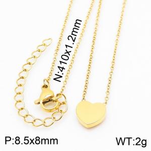 Stainless steel 410x1.2mm welding chain lobster clasp  solid heart charm gold necklace - KN233763-K