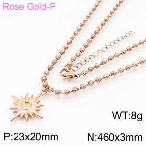 3mm Beads Chain Necklace Women Stainless Steel 304 With Compass Charm Rose Gold Color - KN234384-Z