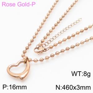 3mm Beads Chain Necklace Women Stainless Steel 304 With Heart Charm Rose Gold Color - KN234390-Z