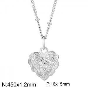 450x1.2mm Stainless Steel Wrinkle Heart Shaped Pendant Necklace Silver Color - KN235266-Z
