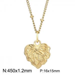 450x1.2mm Gold-plating Stainless Steel Wrinkle Heart Shaped Pendant Necklace - KN235267-Z