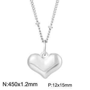 450x1.2mm Stainless Steel Heart Shaped Pendant Necklace Silver Color - KN235268-Z