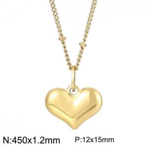 450x1.2mm Gold-plating Stainless Steel Heart Shaped Pendant Necklace - KN235269-Z