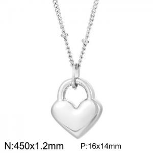 450x1.2mm Stainless Steel Heart Shaped Pendant Necklace Silver Color - KN235270-Z