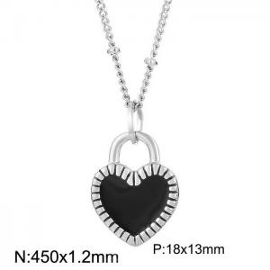 450x1.2mm Stainless Steel Heart Shaped Pendant Necklace Color Black - KN235272-Z