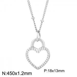 450x1.2mm Stainless Steel Heart Shaped Pendant Necklace Color White - KN235274-Z