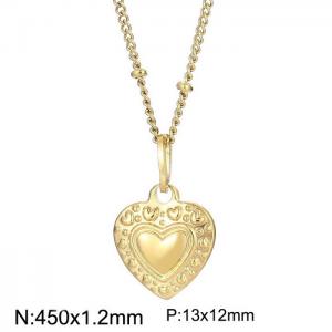 450x1.2mm Gold-plating Special Stainless Steel Heart Shaped Pendant Necklace Color Gold - KN235279-Z