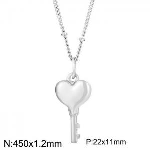 450x1.2mm Stainless Steel Special Heart Shaped Key Pendant Necklace Color Silver - KN235280-Z